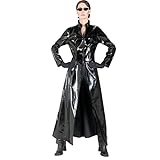PUYYDS Neues Angebot Männer Frauen Matrix Neo Langer Schwarzer Ledermantel Cosplay Kostüm Plus Größe S-XL