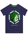 Minecraft Jungen T-Shirt Creeper Blau 134