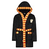 Harry Potter Bademantel Kinder Jungen und Mädchen, Fleece Morgenmantel für Kinder mit Kapuze (DE/NL/SE/PL, Numerisch, 170, Regular, Nacht-Schwarz)
