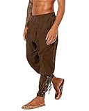 LVCBL Herren Mittelalter Hose Freizeithose Wikinger Renaissance Steampunk Hose Braun 3XL
