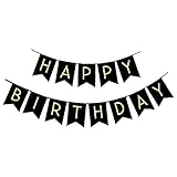 Redreo Geburtstag Wimpelkette Happy Birthday Banner 5 Meter, Geburtstag Deko Zubehör Party Dekoration Banner Geeignet für alle Altersgruppen (Schwarz)