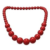SoulCats Perlenkette Acryl rot schwarz weiß Perlen Halskette Kette, Farbe: rot