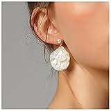 Cimenexe Vintage Jakobsmuschel Ohrringe Perle Ohrstecker Weiße Muschel Ohrringe Böhmischen Erklärung Ohrringe Schmuck Für Frauen Und Mädchen