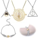 Bogoro Qazuwa Set of 4 Time Turner Necklace Chain Fanartikel Hermione Pendant Deathly Hallows Golden pendant necklace Chain Pendant Necklaces for FansGifts Collection Cosplay