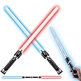 skicare 2-in-1 LED-Lichtschwert Blau Rot, 2er-Pack Laserschwert für Kinder, Leuchtschwert für Halloween, Weihnachten, Cosplay und War Fighters Kostüm