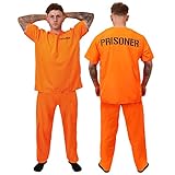 I LOVE FANCY DRESS Unisex ORANGE STRÄFLING GEFANGENER KOSTÜM FÜR Erwachsene. KOSTÜM FÜR STRÄFLINGE, GEFANGENE, GENDARMEN UND RÄUBER. ORANGEFARBENES Oberteil UND Hose (GRÖSSE: Grosse)
