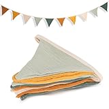 cobee Wimpelkette Kinderzimmer, Lang 286cm Babyzimmer Deko Wimpelkette Stoff Musselin Baumwolle Stoff Wimpelkette Wimpelgirlande Girlande Geburtstag Bunt Banner Party Wanddeko Geschenk(Stil 1)