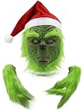 SHIFANQI Green Maske Erwachsene,Kostüm Maske,Weihnachten Kopfbedeckung Latex Performance Requisiten Cute Props Green Monster Mask Garden (Maske+Handschuhe)