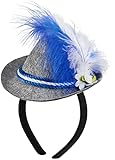 Mini Seppelhut | Tirolerhut | Seppl Hut | Haarreif | Haarband | Oktoberfest | Party | Kostüm | Damen & Herren (Blau)