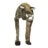 Wildsau Mütze/Wildschwein Tierplüschmütze aus Veloursplüsch für Erwachsene