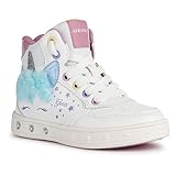 Geox J Skylin Girl Sneaker, White/Multicolor, 28 EU