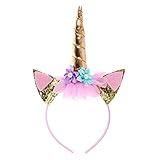 JMITHA Haarreif Einhorn Elastisch Einhorn Blumenmädchen Haarschmuck Mädchen Haare Hoop Stirnbänder Haar-Zusätze Haarreif
