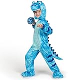 Spooktacular Creations Realistisches blaues T-Rex-Kostüm, Dinosaurierkostüm mit Spielzeugei für Kinder, Kleinkind Halloween Dress Up Party (3t (3-4 Jahre))