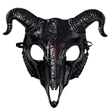 JewelryWe Ziegenmaske Herren Maskerade Maske: Schwarz Ziege Antilope Tierkopf Maske Halloween Dämonenmaske Vollgesicht Schaf Totenkopf Horror Maske Karneval Cosplay Party Kostüm