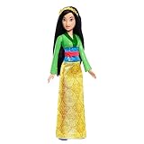 Mattel Disney Prinzessin-Spielzeug, bewegliche Mulan-Modepuppe mit glitzernder Kleidung und Accessoires, inspiriert vom Disney-Film, Geschenk für Kinder, HLW14
