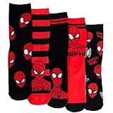 United Labels 5 Paar Marvel Spiderman Socken für Herren, Schwarz Rot, 40-45, Herrensocken, Männer Strümpfe