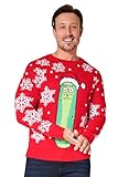 Rick and Morty Weihnachtspullover Herren - Christmas Pullover in M-2XL, Festlicher Christmas Sweater mit Rundhalsausschnitt (Rot, XL)