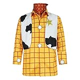 PAINEOMN Woody Kostüm für Erwachsene, Cowboy-Hemd, Weste, Halstuch, Sheriff-Abzeichen-Set für Herren, Halloween, Cosplay, Outfits, Holziges Set, Medium