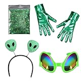 Ainiv Außerirdische Verkleidung - 3-in-1 Set mit Außerirdischen-Sonnenbrille, Außerirdischen-Maske und Rave-Brille - Das perfekte Accessoire für außerirdische Kostüm Damen und Herren