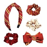 Harry Potter Haarschmuck für Mädchen, Gryffindor Design, Inklusive Haargummis, Schleifenclip und Stirnband, Hogwarts Geschenk | Rot