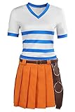 Taeyue Nami Kostüm Damen Nami Cosplay Gestreifte Top Rock Gürtel Outfits Film Echte Version Halloween Karneval Party Anzug, S