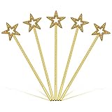 AIEX 5 Stück Prinzessin Stab Mädchen, 34cm Funkelnder Stern Stab Engelsstab Gold Feenstab Zauberstab Glitzer für Mädchen Kostüm Cosplay Party Requisiten Geburtstag Halloween Weihnachten Hochzeit