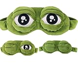 3D Frosch Schlafen Augenmaske Kinder, BetterJonny Flusen Karikatur Frosch Augen Maske Kreative Cartoon Lustige Augenabdeckung Flaum Schlafmaske Augenbinde für Frauen Kinder Herren Damen, Grün