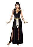 Dreamgirl Erwachsene Kleopatra Kostüm für Damen Ägyptische Göttin Exquisites Cleopatra Halloween Kostüm Schwarz/Gold, Schwarz/Gold, L