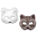 TOYANDONA 2 Stück Maske Halloween Fuchs Maske Cosplay Kostüm Halbes Gesicht Tier Pelzigen Party Halloween Auge Katze Masken Ostern Halb-