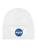 NIMAMA Mütze Beanie NASA Wintermütze Statement Spruch Print Geschenk Unisex Strickmütze für Herren & Damen - Weiß
