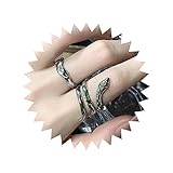 Wendalern Gothic Silber Schlange Ring Set - Offen Verstellbar, Smaragd Tier Band, Grün Kristall Midi Zeigefinger Schmuck Für Frauen (2 Stück)