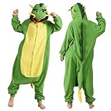 Drachen Kostüm Erwachsene, Faschingskostüme Damen Männer, Karneval Kostüm Damen Herren, Overall Pyjamatierkostüm Tier Kostüm Dino Nilpferd Ochse, Für Halloween Fasching Cosplay Party (M)