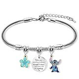 Philoctes Cartoon Armband, Beste Freundschaftsarmbänder, Lilo und stich Bettelarmband, Silber Anhänger Armband, Cartoon Bettelarmband für Mädchen Beste Freundin Geburtstags und Weihnachtsgeschenke