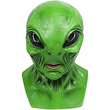 Yearsahrk Alien Maske Mars Alien Maske Gruseliges realistisches Gesicht Alien Maske Horror Neuheit Monster Helm Halloween Cosplay Kostüm Requisiten (Green Alien)