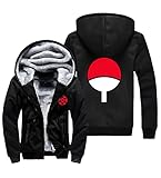 QYIFIRST Herren Damen Anime Hokage Uchiha Sasuke Uchiha Clan Kapuzenjacke Bequemer Hoodie Mit Fleecefutter Hoodie Durchgängigem Reißverschluss und Taschen Schwarz-E EU M