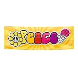 Boland 44503 - Banner Peace, Größe 74 x 220 cm, Frieden, Blume, Flower Power, Mehrfarbig Polyester, Banner, Dekoration, Mottoparty, Hängedekoration