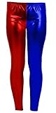 Unbranded Mädchen Metall Wet-Look Hot Pants Jacke Leggings Folie Shorts glänzend Halloween Party Rot und Blau Disco Shorts (Alter 7-8, Rote & Blaue Leggings)