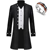 IEEILULU Frack Mantel Herren, Steampunk Herren, Steampunk Jacke Herren mit Zubehör, Mittelalter Faschingskostüme Gothic Mantel Herren für Karneval Cosplay Halloween Party Dress Up