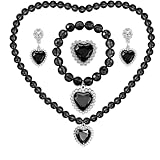 Lilbitty Mädchen Anziehschmuck, Kleinkind-Schmuck, Prinzessin Armband Halsketten, Kinder Kostüm Schmuck Set Wednesday Addams kostüm für Mädchen Tee Kostümparty,Schwarz