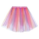 Regenbogen Tüllrock Damen 3 Lagen Ballettrock Minirock Prinzessin Tanzkleid Mädchen Tüll Tanz Röcke für Frauen Mädchen