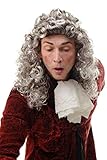 WIG ME UP - AD-002-P4T309 Perücke Herren Damen Fasching Karneval Braun Grau Silbergrau Vokuhila Mullet Proll lockig Barock Edelmann Judge Richter Lord