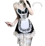 JasmyGirls Maid Outfit Maid Kleid Cosplay Kostüm Plus Size Sexy Französisch Maid Dessous für Frauen Anime Rollenspiel Uniform Sissy Schürze