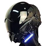 Marikito Cyberpunk Maske mit LED Lichtern, Cyber Punk Mask, Mechanische Polizeimaske, LED Licht Maske, USB-Aufladung, Die Maske ist für Erwachsene geeignet, Inklusive Balaclava-Maske.