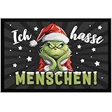 MoonWorks Fußmatte Grinch Weihnachten mit Anti Spruch Ich Hasse Menschen Sarkasmus Ironie rutschfest & waschbar Menschen schwarz 60x40cm