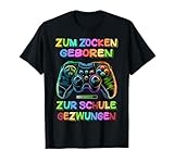 Gamer Zocker T-Shirt von Gamer Spruch Geschenke mit Controller für Zocker - Kind, Unisex, Kurzarm, Schwarz, S, Kleines, Klassische Passform, Casual, Schule