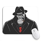 Mauspad Roter Gorillaaffe Im Anzug Gangster Mafia Lustig Office Mauspad Modernes wasserdichte Laptop Schreibunterlage, Für Arbeitsstudium, Homeoffice, 25 x 30cm