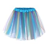 Tüllrock Damen Blau Blauer, Regenbogenfisch Kostüm, Tüllrock Damen Regenbogen Tutu Lila Bunt 50er Tüll Rock Retro Tanzrock Kurz Ballett Petticoat Unterrock Minirock Tüllrock Karneval