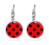 Marienkäfer Ohrringe Polka Dots Schwarz Rot Hängende Ohrstecker Edelstahl Rockabilly Perfekt für Fasching Karneval Ladybug Kostüm für Erwachsene Kinder Mädchen Accessoires