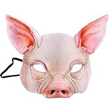 JIAHG Schwein Maske Schwein Gesichtsmaske Halloween kostüme Halloween Horror Maske halbes Gesicht Tiermaske für Rollenspiel Party Festival Club