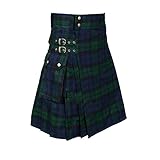 BaronHong Tartan Utility Kilts für Männer Tartan Kilt mit Riemen und großen Frachttaschen (grün, XL)
